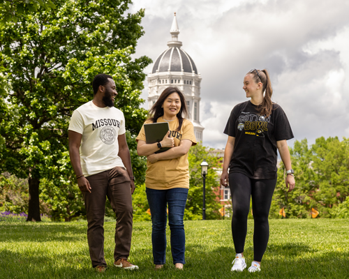 Students walking on campus.