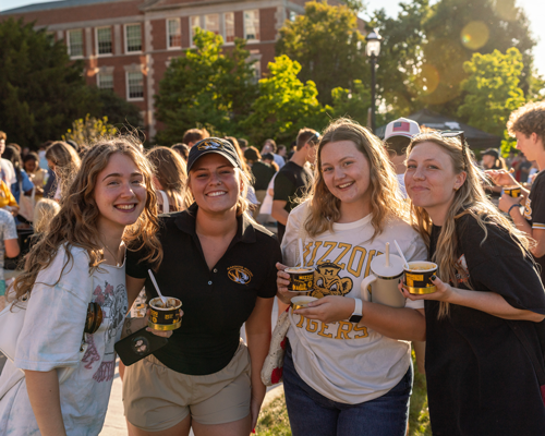Students at Welcome Week event.
