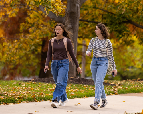 Students walking on campus.